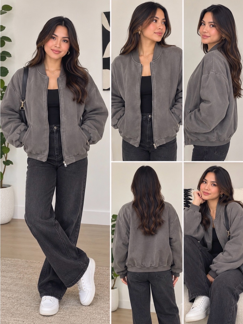 Truth Washed Gray Bomber Jacket
